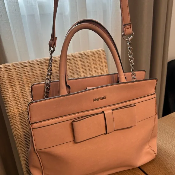 Nine West Blush Bow Tote Bag. Satchel rose pink EUC - Picture 6 of 7